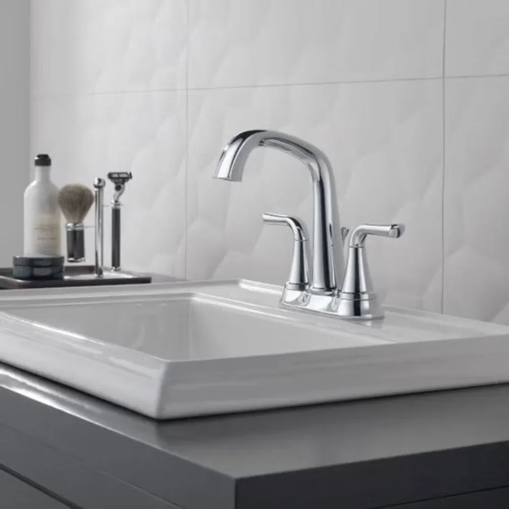 Delta Larkin Two-Handle Centerset Bathroom Faucet, Chrome